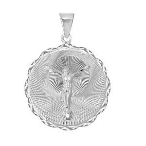 925 STERLING SILVER JESUS CHRIST DIAMONT CUT MEDALLION PENDANT